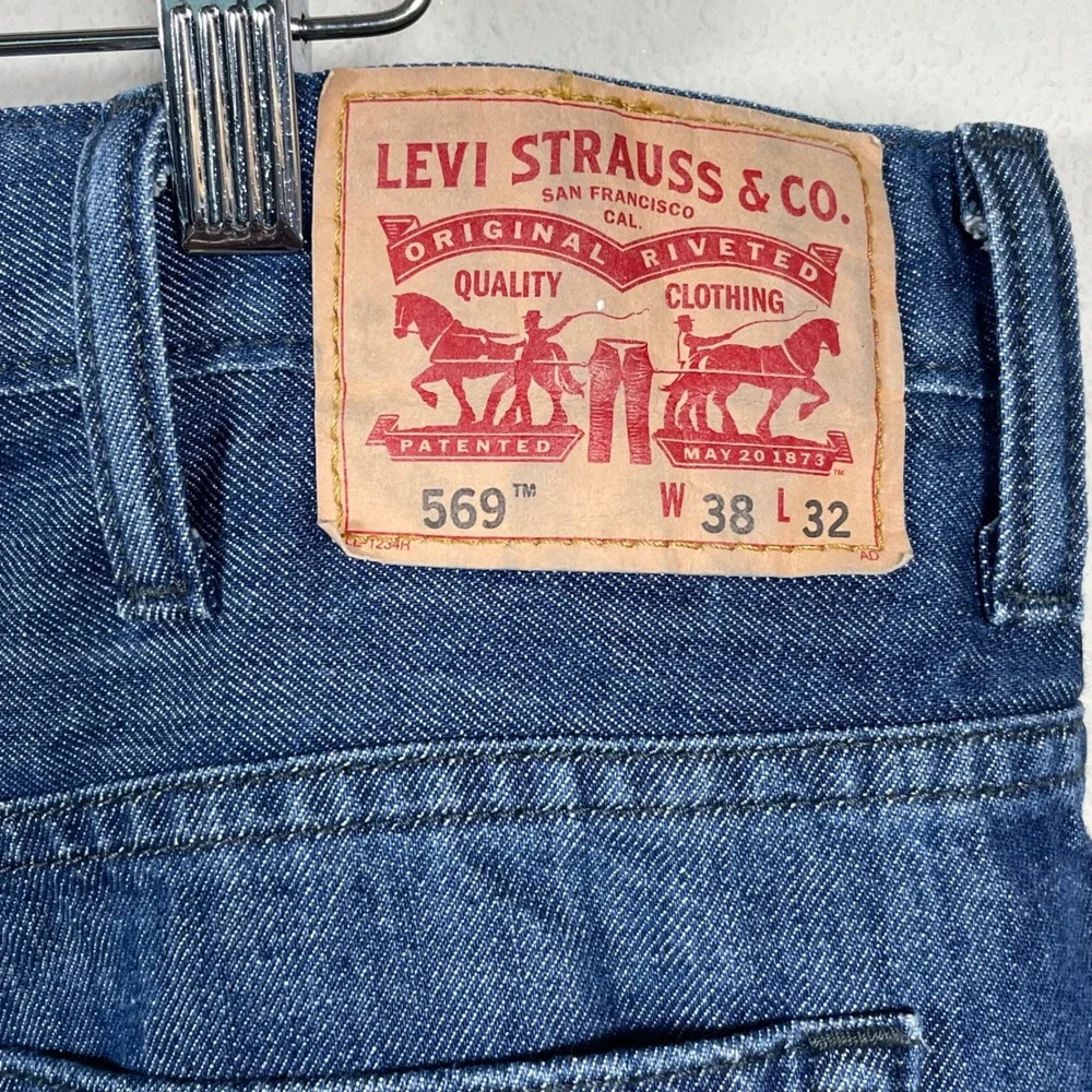 Levi's 569 Loose Straight Jeans Mens 38x32 Blue‎ Relaxed Fit Denim